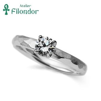 【アトリエフィロンドール】【アトリエ・フィロンドール】MIORNG 艶消し槌目模様の素朴な雰囲気が魅力　浮月 -うつき- エンゲージリング