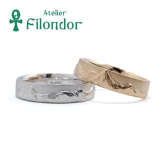 【アトリエフィロンドール】【アトリエ・フィロンドール】フルオーダー 登山が趣味のお二人らしく北アルプスの風景がきらめく結婚指輪