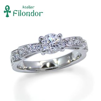 【アトリエフィロンドール】 【アトリエ・フィロンドール】リフォーム婚約指輪 ダイヤがぎっしり輝くリボンモチーフの婚約指輪