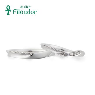 【アトリエフィロンドール】【アイシー～瞬間記憶捜査・柊班～特別版着用モデル】ウェーブ＆ミル打ちの結婚指輪 Carine