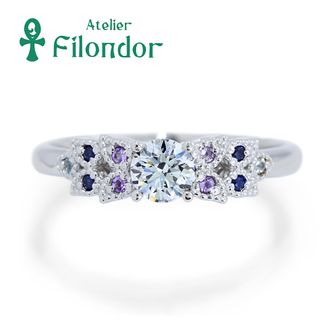 【アトリエフィロンドール】【アトリエ・フィロンドール】藤の花をイメージした婚約指輪