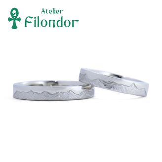 【アトリエフィロンドール】【アトリエ・フィロンドール】フルオーダー 穂高連峰の稜線を刻んだ山を愛する結婚指輪