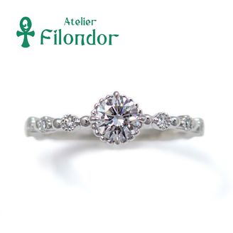 【アトリエフィロンドール】【アトリエ・フィロンドール】ミル玉とミル打ちで繊細にダイヤを包んだ婚約指輪