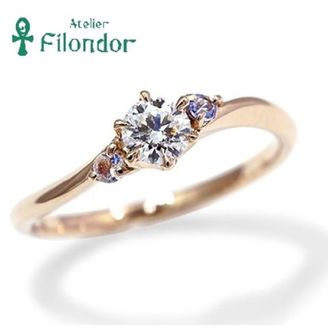 【アトリエフィロンドール】【アトリエ・フィロンドール】ピンクゴールドと誕生石が輝くエンゲージリング