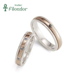 【アトリエフィロンドール】【アトリエ・フィロンドール】MIORING 桜ゴールドとダイヤのコンビ結婚指輪　花雫 -はなしずく-