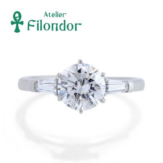 【アトリエフィロンドール】 【アトリエ・フィロンドール】リフォーム婚約指輪 1ctのダイヤとテーパーダイヤが際立つ婚約指輪