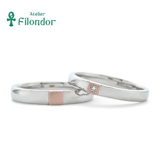【アトリエフィロンドール】 【アトリエ・フィロンドール】アンティークカレッジリングをイメージしたコンビ素材マリッジリング HISTOIRE Ciel C04