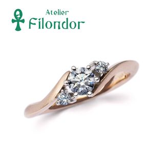 【アトリエフィロンドール】桜ゴールドの鍛造エンゲージリング MIORING花衣エンゲージ