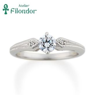 【アトリエフィロンドール】【アトリエ・フィロンドール】HISTOIRE ミル打ち＆アンティーク感が魅力の高さを抑えたエンゲージリング Jules -ジュール-