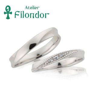 【アトリエフィロンドール】アトリエ・フィロンドール ミル打ち＆ダイヤが繊細に輝くウェーブマリッジリング Agnès -アニェス-