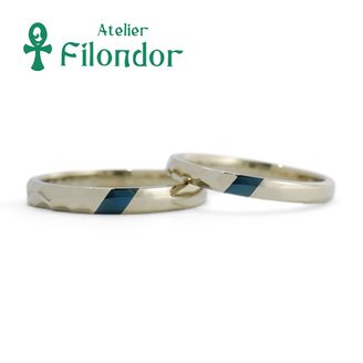 【アトリエフィロンドール】【アトリエ・フィロンドール】赤銅と鎚目模様がきらめく結婚指輪