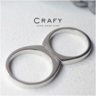 【CRAFY(クラフィ)】【ふたりで手作り】重ねてひとつに..プラチナの印台リング