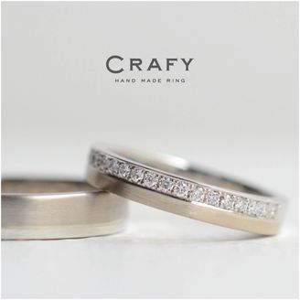 【CRAFY(クラフィ)】【ふたりで手作り】K18シャンパン・ホワイト・プラチナの幅広コンビリング