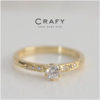 【CRAFY(クラフィ)】 【サプライズで作る】選べる誕生石付き！K18イエローゴールド 手作り婚約指輪