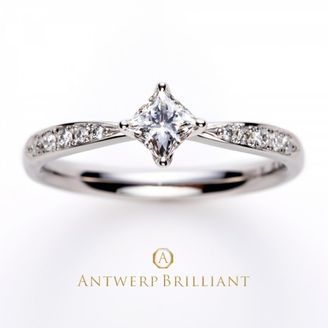 【BRIDGE ANTWERP BRILLIANT GALLERY(ブリッジ・アントワープ・ブリリアント・ギャラリー)】プリンセスカットダイヤモンドとオシャレなデザインがかわいい婚約指輪　”Sirius” 4 claws collet PRINCESS Cut