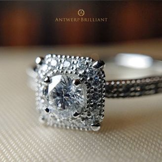 【BRIDGE ANTWERP BRILLIANT GALLERY(ブリッジ・アントワープ・ブリリアント・ギャラリー)】ミルグレインがオシャレなダイヤモンドヘイローリングBruges