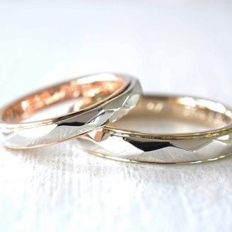 【湘南彫金工房 andfuse】【手作り結婚指輪デザインワックスコース】キラキラコンビネーションの結婚指輪