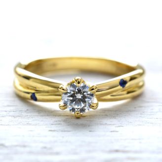 【湘南彫金工房 andfuse】【手作り婚約指輪コース】2連風のデザインに誕生石をセットした手作り婚約指輪