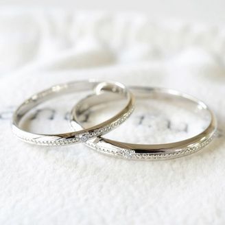 【湘南彫金工房 andfuse】【手作り結婚指輪ミルグレインコース】こう丸ミルグレイン1列