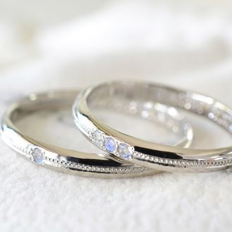 【湘南彫金工房 andfuse】【手作り婚約指輪ミルグレインコース】こう丸ミルグレイン1列誕生石