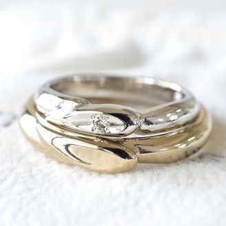 【湘南彫金工房 andfuse】手作り結婚指輪デザインワックスコース】HEART TO HEART ダイアモンドの結婚指輪