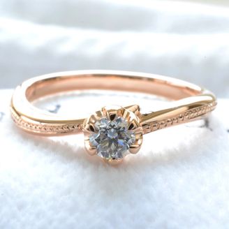 【湘南彫金工房 andfuse】【手作り婚約指輪コース】ミルグレイン加工を施した上品な雰囲気の手作り婚約指輪