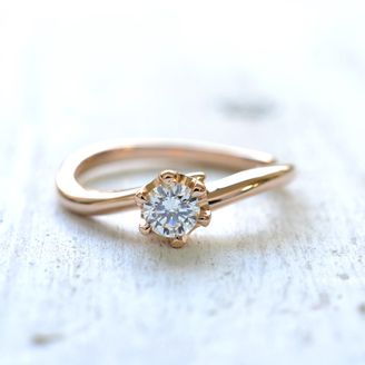 【湘南彫金工房 andfuse】【手作り婚約指輪コース】18金ピンクゴールド　ゆるやかな優しいカーブの手作り婚約指輪