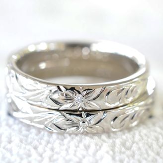 【湘南彫金工房 andfuse】【手作り結婚指輪デザインワックスコース】ハワイアンの彫刻を施した手作り結婚指輪