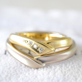 【湘南彫金工房 andfuse】【手作り結婚指輪デザインワックスコース】V字ラインの手作り結婚指輪