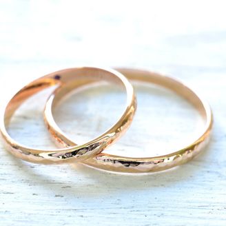 【湘南彫金工房 andfuse】【手作り結婚指輪当日コース】18金ピンクゴールドに当工房オリジナルのキラキラの細かな槌目模様（みなも仕上げ）を施した素敵な結婚指輪です。