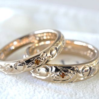 【湘南彫金工房 andfuse】【手作り結婚指輪デザインワックスコース】ハワイアンの彫刻を施した手作り結婚指輪