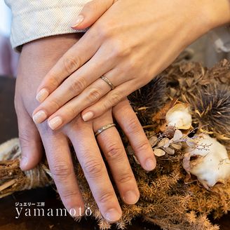 【ジュエリー工房 YAMAMOTO】 【槌目（つちめ）ミルグレイン つや消し マリッジリング】