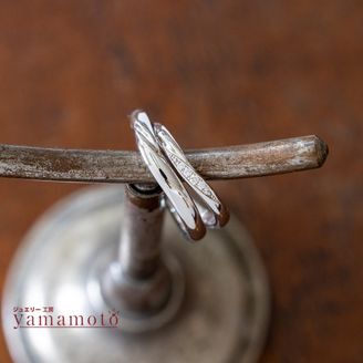 【ジュエリー工房 YAMAMOTO】【優しいウエーブとダイヤモンド5Pセット】鍛造製法による、ひとつづつ手作り