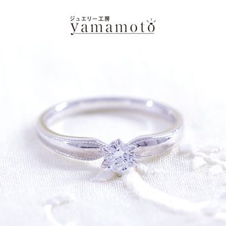 【ジュエリー工房 YAMAMOTO】 オリジナル エンゲージリング　ソリティア　ミルグレイン