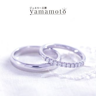 【ジュエリー工房 YAMAMOTO】【ハーフエタニティリング爪留め 】　幅、厚み 自由に選べるリング　ダイヤモンド数も自由