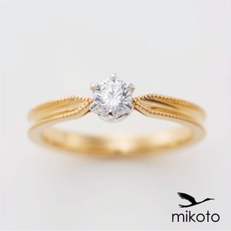 【鶴(mikoto)】 【18EN-001】繊細なミルグレインを施したアンティーク調の婚約指輪