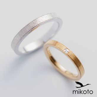 【鶴(mikoto)】 【18TE-001a】ミルグレインと彫りを合わせた職人の技が魅せる結婚指輪
