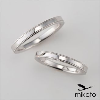 【鶴(mikoto)】【18MA-009（鍛造）】ミルグレインを施した平打ちの鍛造製法の結婚指輪