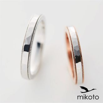 【鶴(mikoto)】 【18MA-001】2色使いがおしゃれなコンビリングの結婚指輪