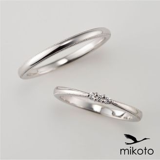 【鶴(mikoto)】 【22MA-045】繊細なミルグレインの粒を職人の手作業によって打ち込んだ結婚指輪