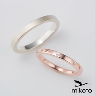 【鶴(mikoto)】【18MA-003b】ダイヤをあしらった可愛い結婚指輪