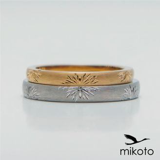 【鶴(mikoto)】 【21TE-037】夜空に咲き乱れる花火を力強い和彫りで表現した結婚指輪