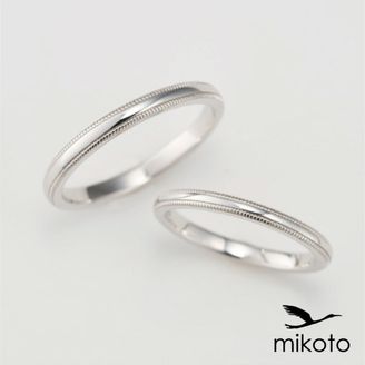 【鶴(mikoto)】【19TE-024】ミルグレイン（ミル打ち）を施したプラチナの結婚指輪