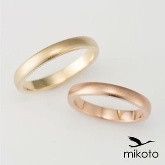 【鶴(mikoto)】【18TE-017】マット（艶無し）加工の上品なゴールドの結婚指輪