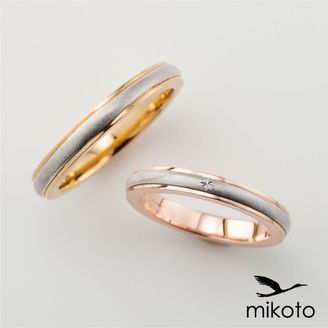 【鶴(mikoto)】【18MA-001a】プラチナとゴールドを組み合わせたコンビの結婚指輪