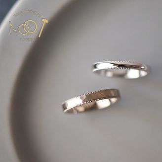 【ついぶ工房】 【二人の想いが詰まった手作り結婚指輪】プラチナ/K18ホワイトゴールド・甲丸型/槌目型・ミルグレイン・鏡面仕上げ/マット仕上げ