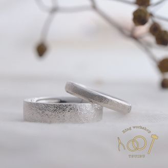 【ついぶ工房】【二人の想いが詰まった手作り結婚指輪】プラチナ・平打型/甲丸石目型・マット仕上げ