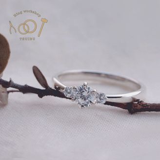 【ついぶ工房】【想いを込めた手作り婚約指輪】プラチナ・鏡面仕上げ