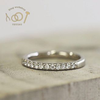 【ついぶ工房】 【想いを込めた手作り婚約指輪】K18ホワイトゴールド・平打型・鏡面仕上げ