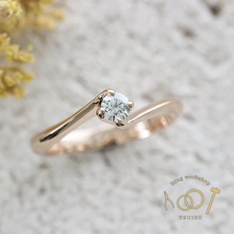 【ついぶ工房】 【想いを込めた手作り婚約指輪】K18ピンクゴールド・鏡面仕上げ